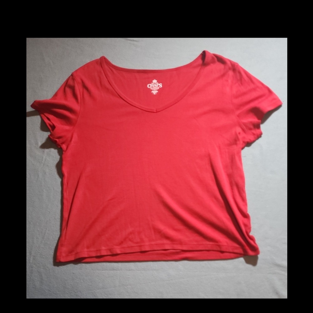 Chaps Classics Red Cotton V Neck Short Sleeve Men's T-Shirt XL RN#41381